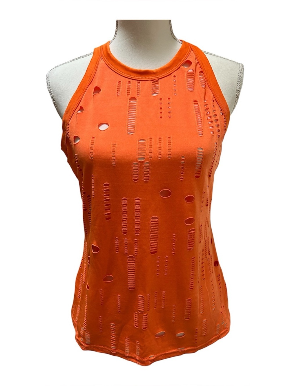 Chicme Orange Distressed Tank